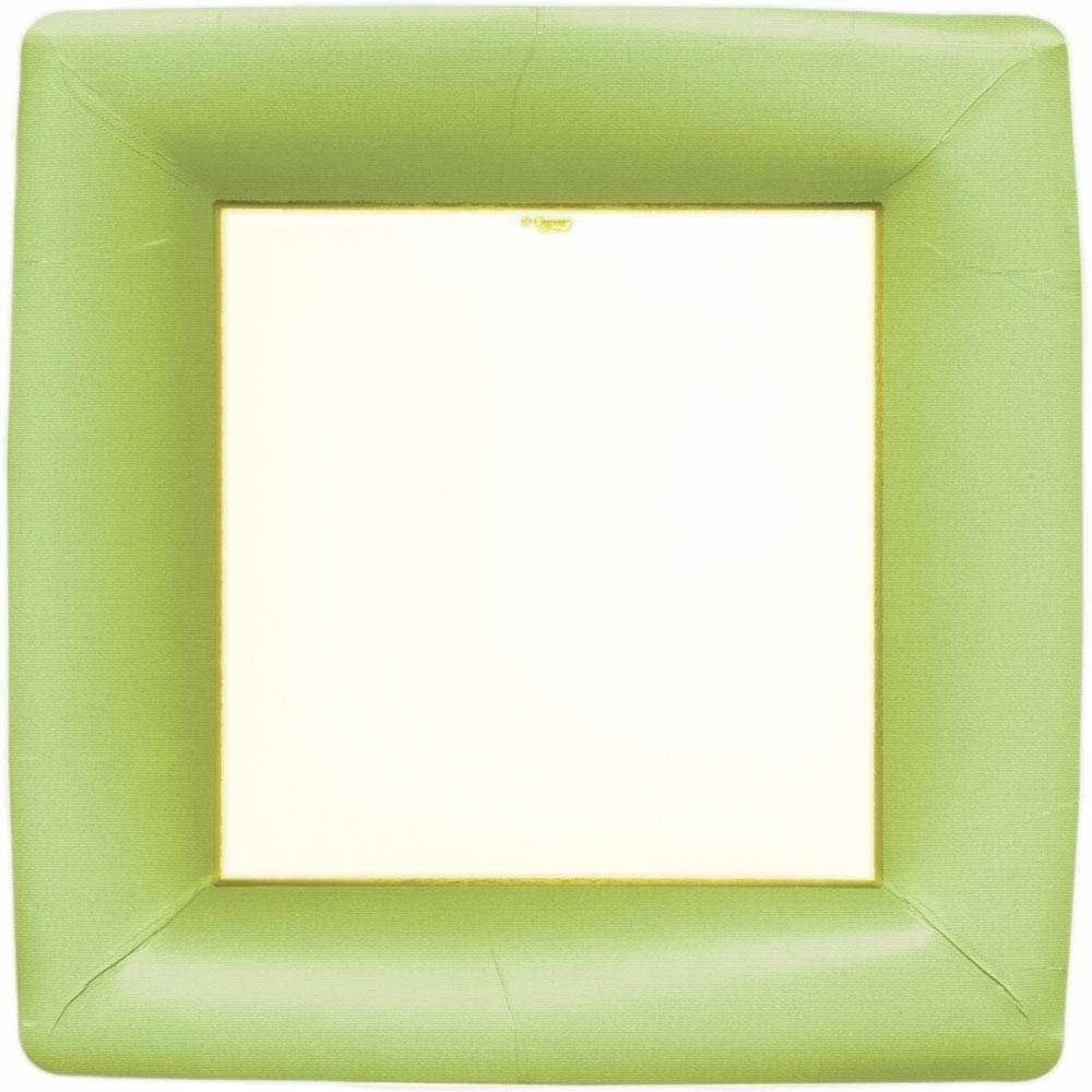 Grosgrain Square Paper Dinner Plates in Green - 8 Per Package