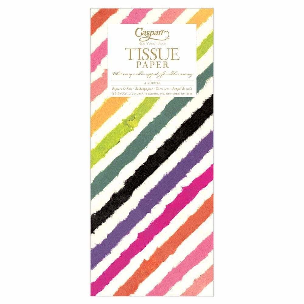 Rainbow Stripe Tissue Paper in Ivory - 4 Sheets Included