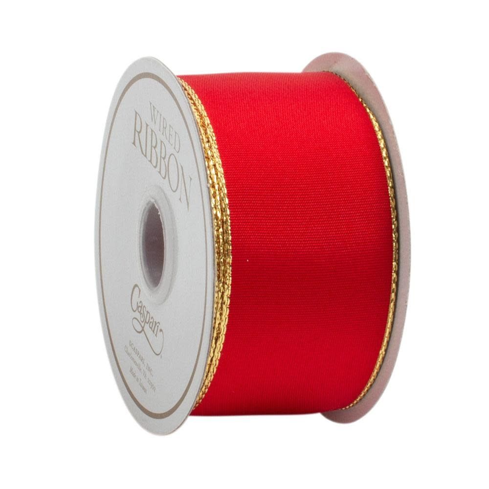 Red &amp; Thin Gold Edge Ribbon - 8 Yard Spool