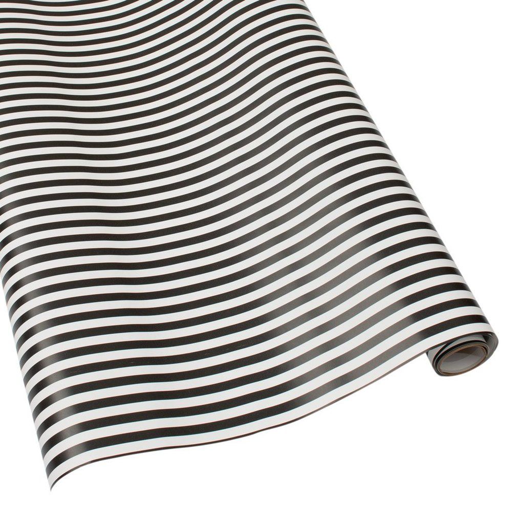 Club Stripe Reversible Gift Wrapping Paper in Black &amp; Pearl - 30" x 5' Roll