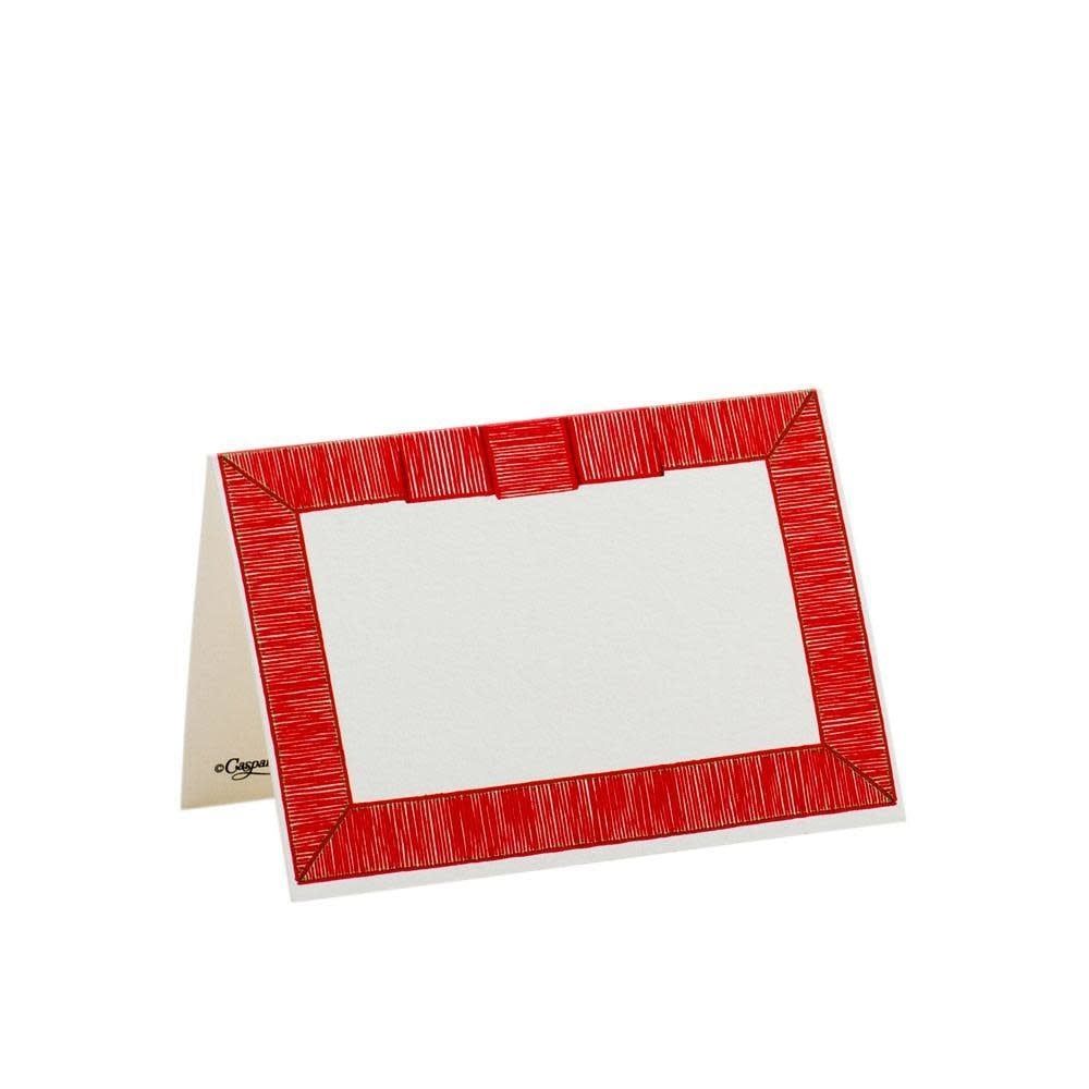 Ribbon Border Place Cards in Red - 8 Per Package