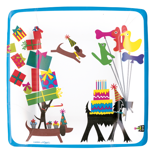 Party Pups Square Paper Salad &amp; Dessert Plates - 8 Per Package