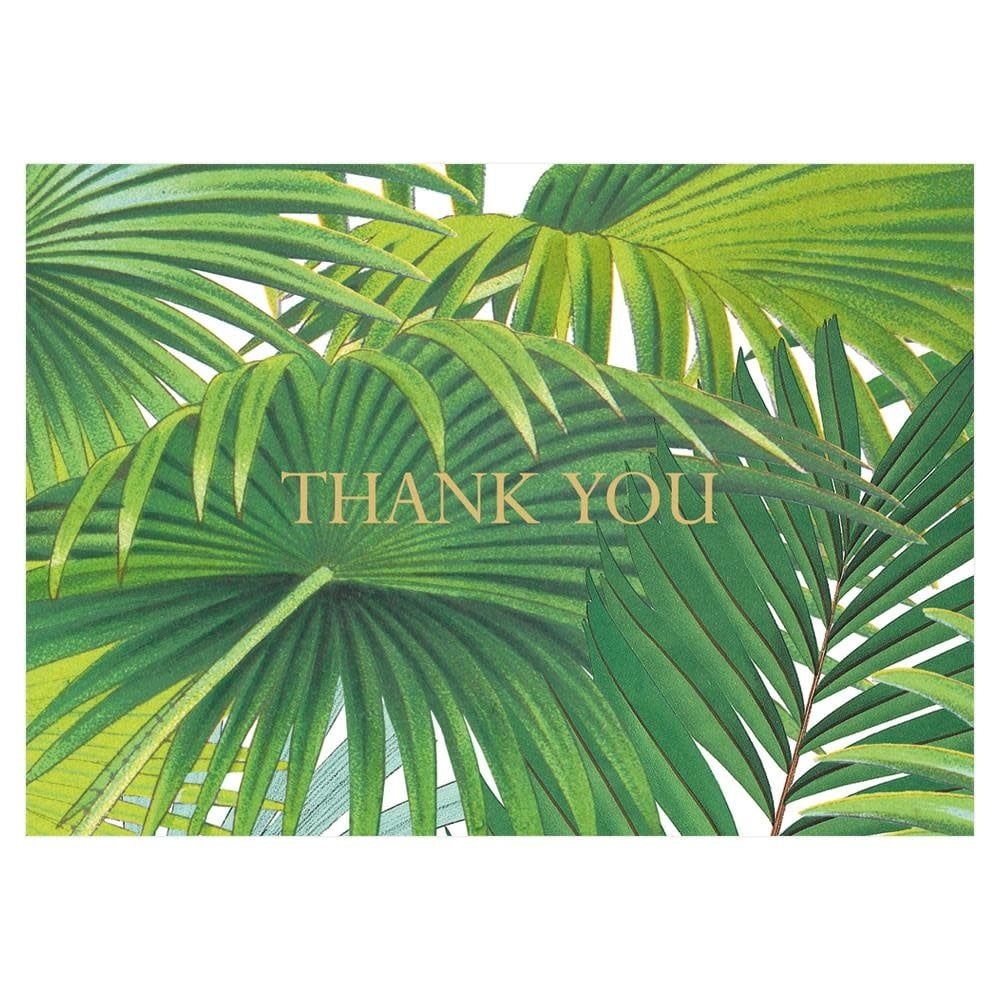 Palm Fronds Thank You Notes - 6 Note Cards &amp; 6 Envelopes