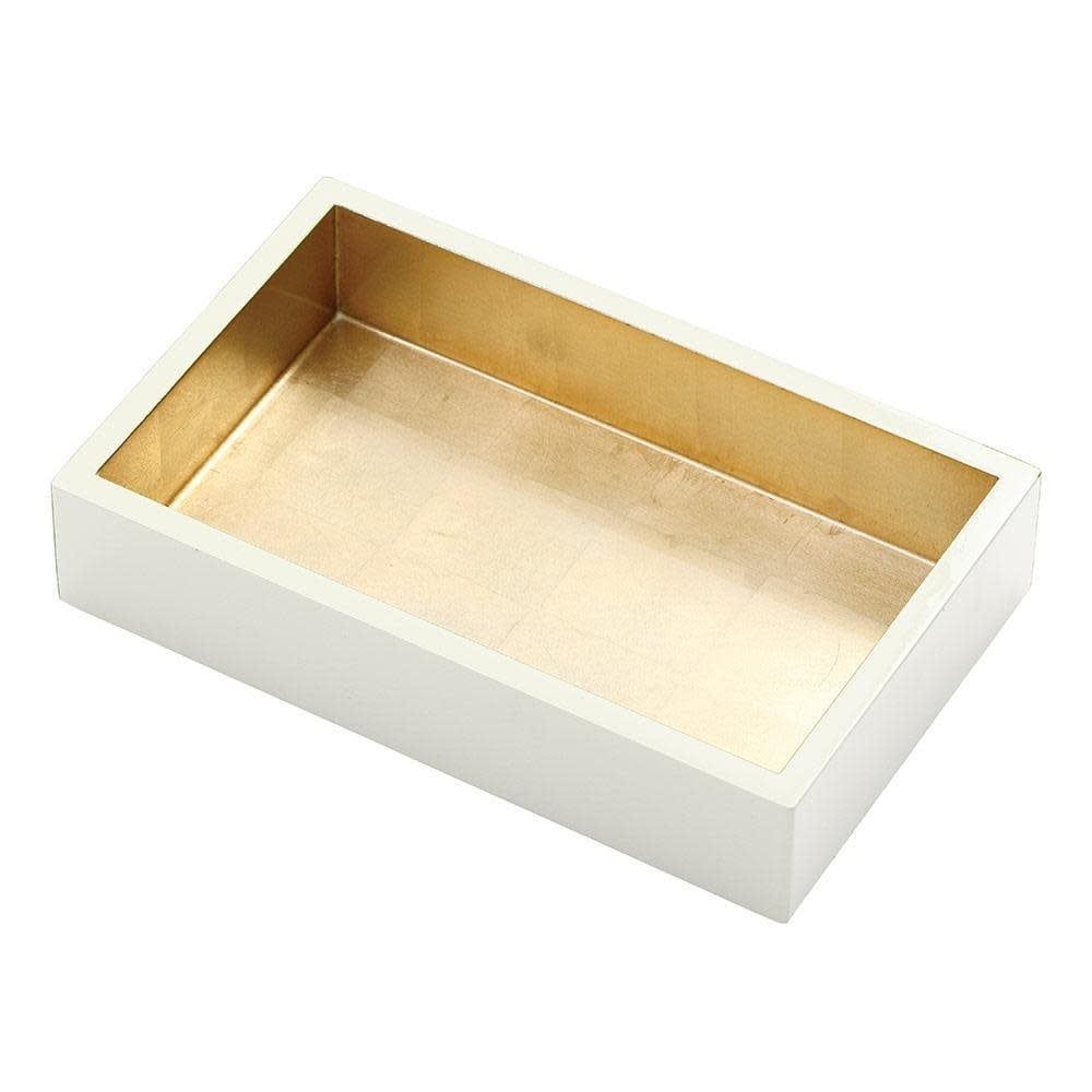 Lacquer Guest Towel Napkin Holder in Ivory &amp; Gold - 1 Each