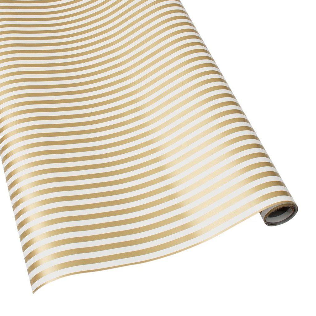 Club Stripe Reversible Gift Wrapping Paper in Gold &amp; Silver - 30" x 5' Roll