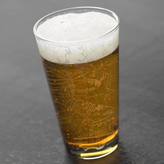 Boston MA Map Pint Glass