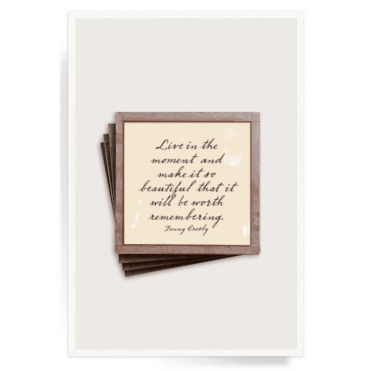 Live In The Moment Copper &amp; Glass Coasters