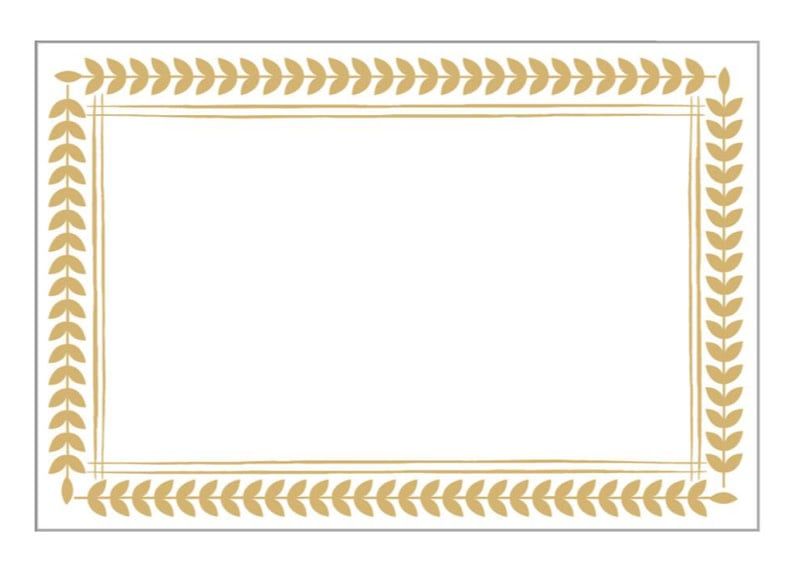 Leaf Border Place Cards in Gold Foil - 8 Per Package