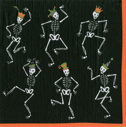 Dancing Skeleton Cocktail Napkins in Black - 20 Per Package