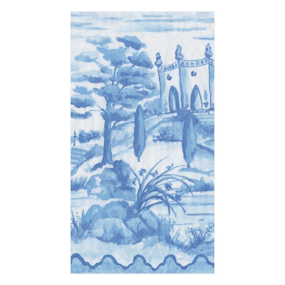 Tuscan Toile Paper Guest Towel Napkins in Blue - 15 Per Package