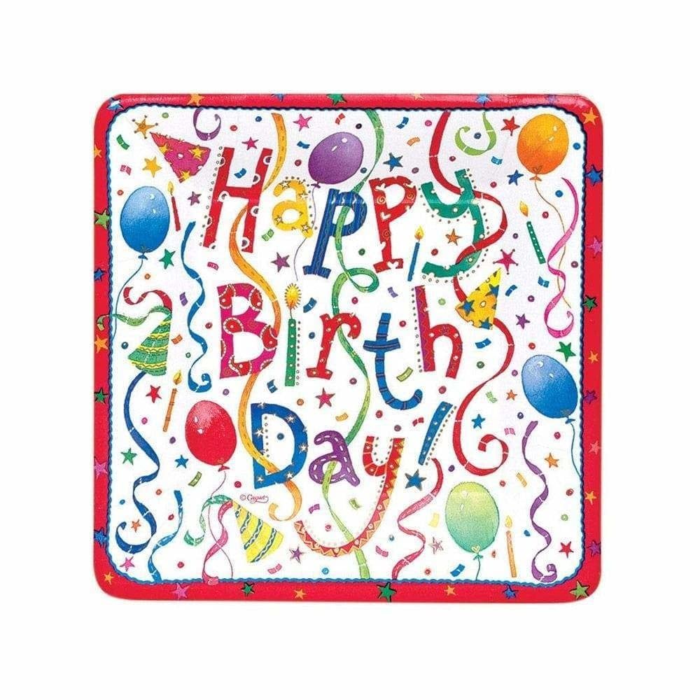 Happy Birthday Square Paper Salad &amp; Dessert Plates - 8 Per Package