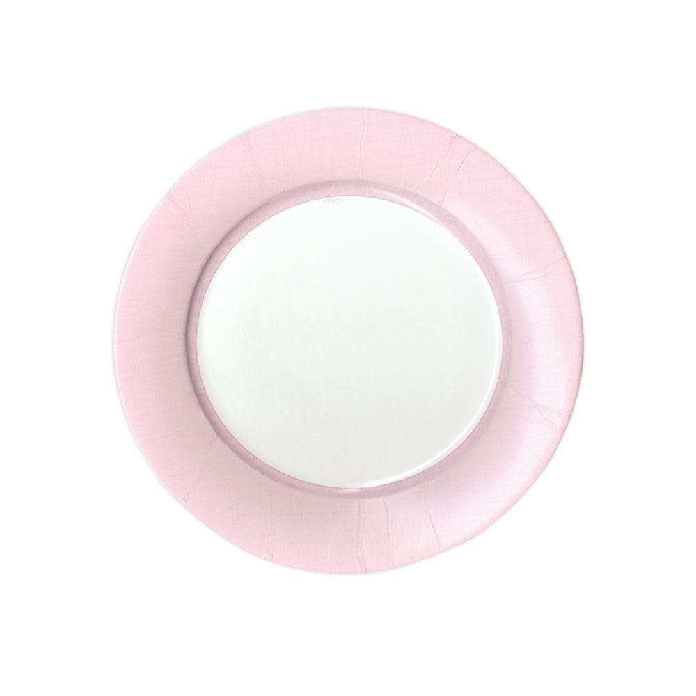 Linen Border Paper Salad &amp; Dessert Plates in Petal Pink - 8 Per Package