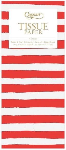Painted Stripe Tissue Paper in Red &amp; White - 4 Sheets Included