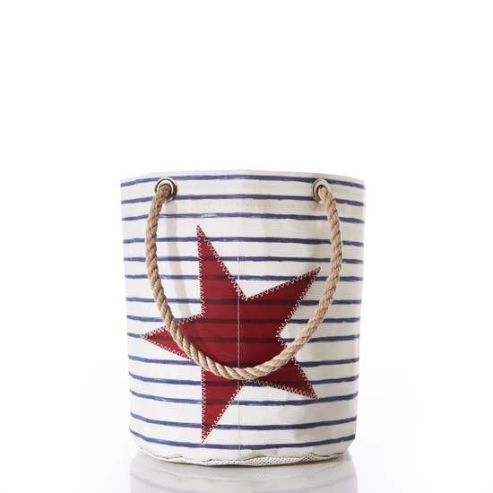 Beachcomber Bucket Bag, Breton Stripe and star