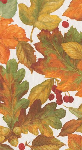 Autumn Leaves 2 Paper Guest Towel Napkins in Green - 15 Per Package