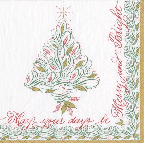 Christmas Calligraphy Paper Cocktail Napkins - 20 Per Package