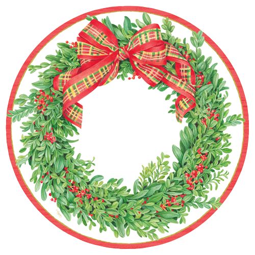 Boxwood and Berries Wreath Salad &amp; Dessert Plates in Lavender - 8 Per Package