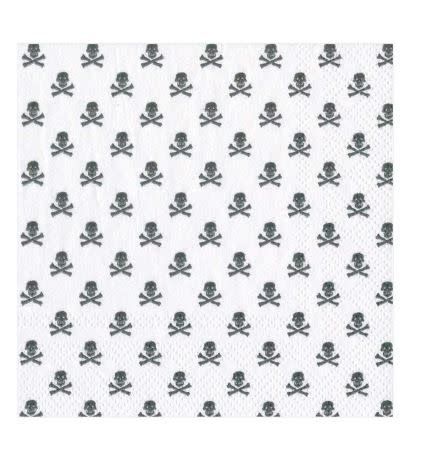 Skull and Crossbones Paper Cocktail Napkins in White - 20 Per Package