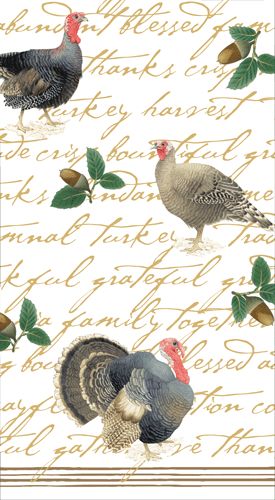 Founders Thanksgiving Paper Guest Towel Napkins in Green - 15 Per Package