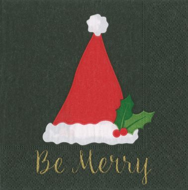 Be Merry Paper Cocktail Napkins in Black - 20 Per Package