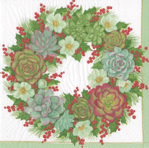 Succulent Wreath Paper Cocktail Napkins - 20 Per Package