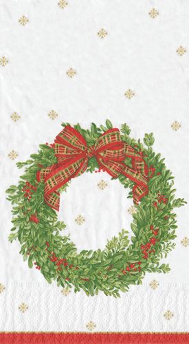 Boxwood and Berries Wreath Paper Guest Towel Napkins - 15 Per Package