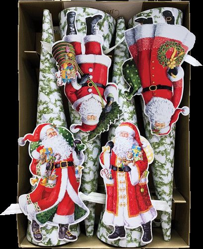 Woodland Santa Cone Crackers - 8 Per Box 10"