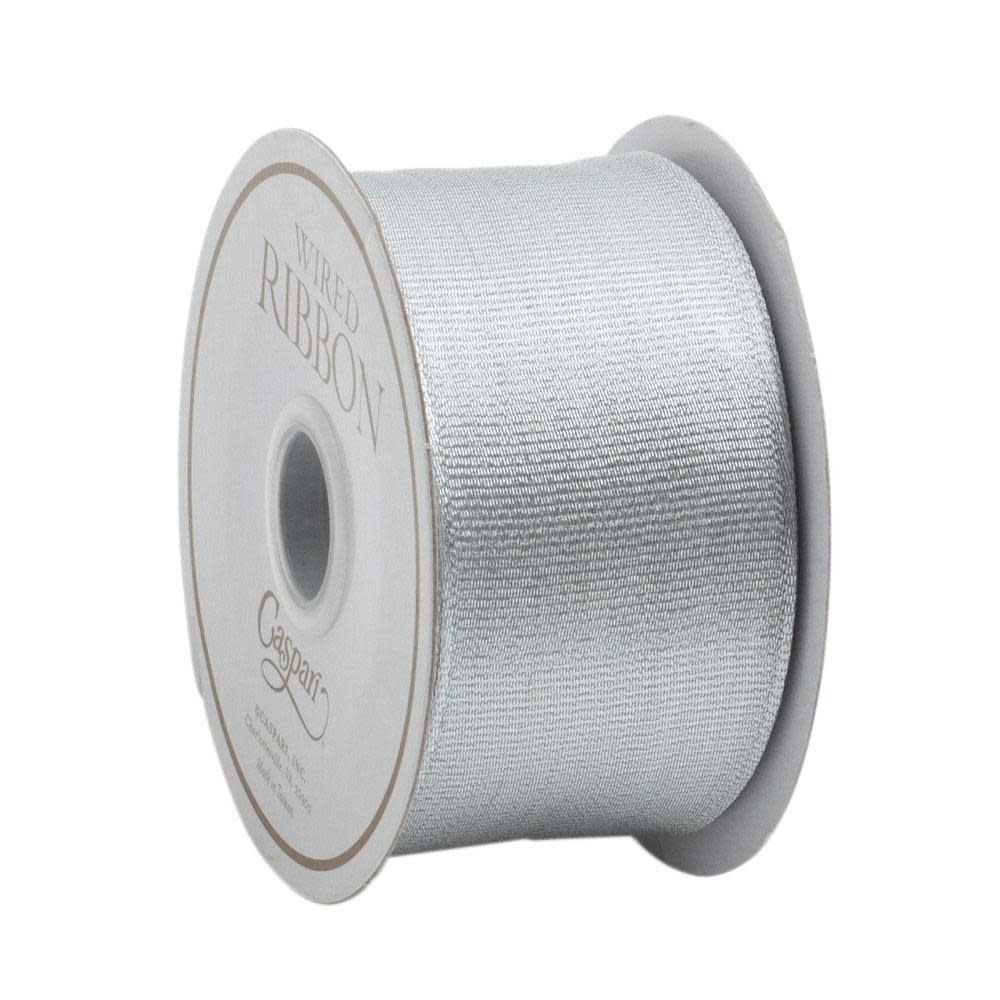 Metallic Silver Grosgrain Wired Ribbon - 6 Yard Spool