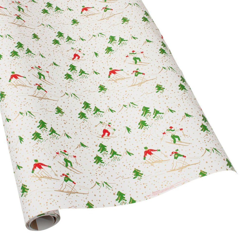 Winter Sports Gift Wrapping Paper in White Soft Touch - 30" x 8' Roll