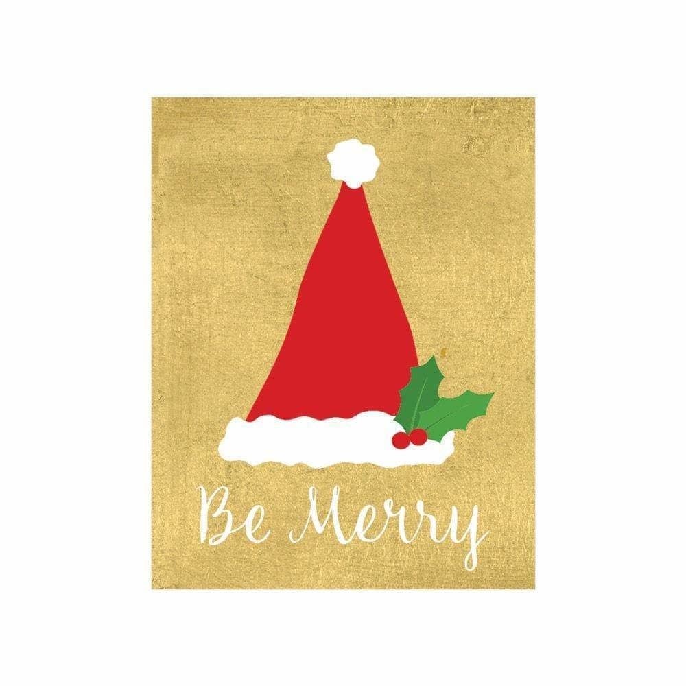 Be Merry Gift Enclosure Cards in Gold Foil - 4 Mini Cards &amp; 4 Envelopes