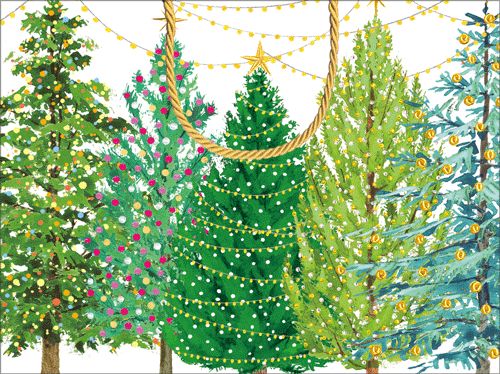 Christmas Trees With Lights Small Gift Bag - 1 Each