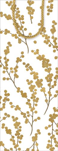 Berry Branches Ivory/Gold Wine &amp; Bottle Gift Bag - 1 Each