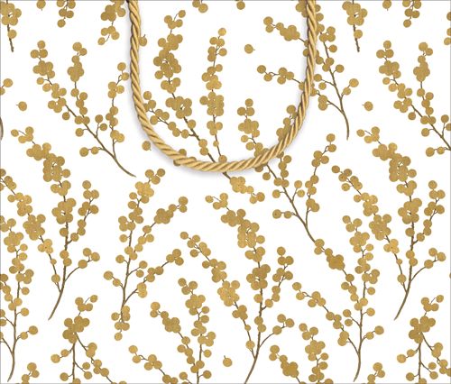 Berry Branches Ivory/Gold Large Gift Bag - 1 Each