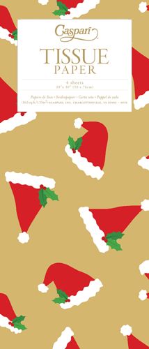 Santa Hat Toss Gold Tissue Pkg 4 Sheets