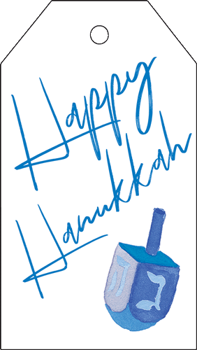 Happy Hanukkah Foil Hanging Gift Tag W/hdr 4 Pk-Gallery