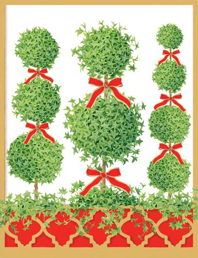 Topiaries Christmas Card Box 16 Count