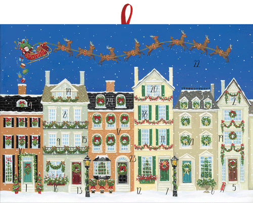 Santa Delivering Gifts Advent Calendar With Envelope