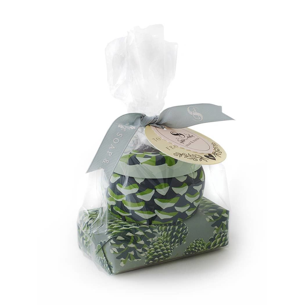 Roland Pine Tin Candle &amp; Soap Gift Set