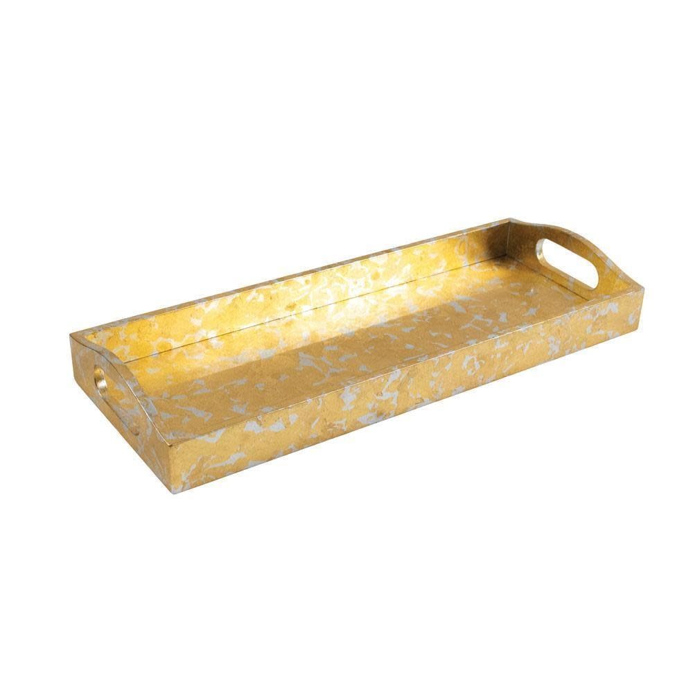 Gold &amp; Silver Leaf Lacquer Bar Tray - 1 Each
