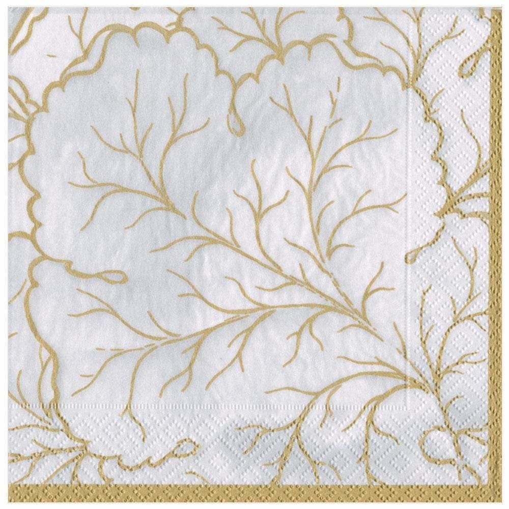 Gilded Majolica Paper Dinner Napkins in Ivory - 20 Per Package