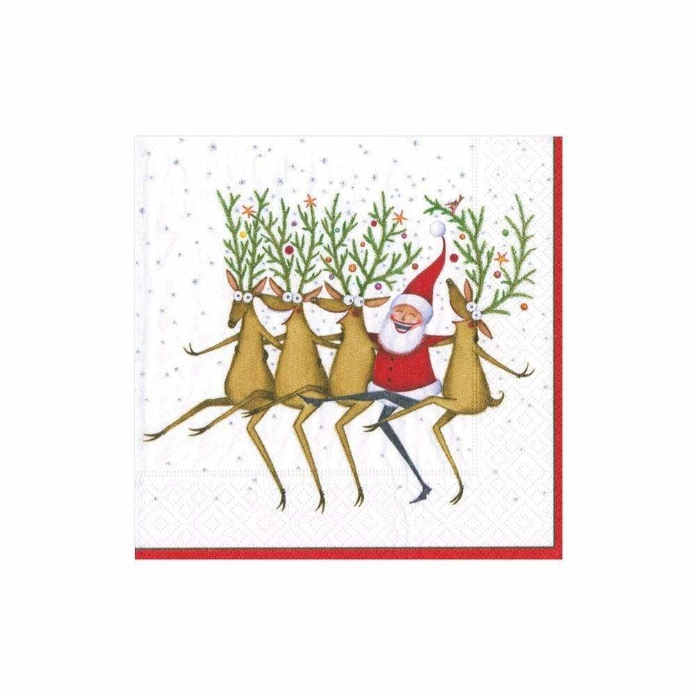 Santa's Kickettes Paper Cocktail Napkins in White - 20 Per Package