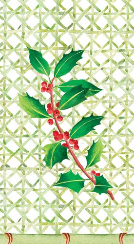 Holly on Trellis Paper Guest Towel Napkins - 15 Per Package