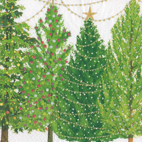 Christmas Trees With Lights Paper Cocktail Napkins - 20 Per Package