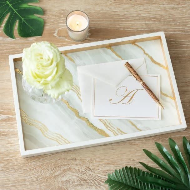 Marble Lacquer Vanity Tray in Moonlight Grey - 1 Each