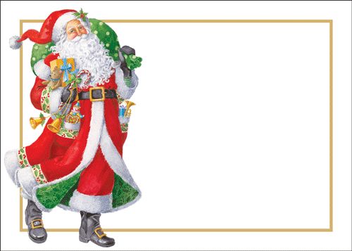 Woodland Santa Self-Adhesive Labels - 12 Per Package