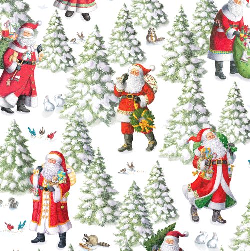 Woodland Santa Continuous Wrap Roll - 8 Ft