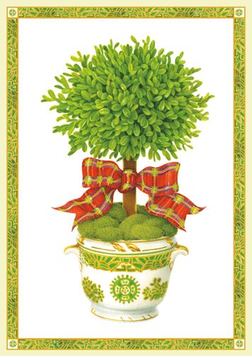 Topiary With Ribbon Christmas Card Box 16 Count