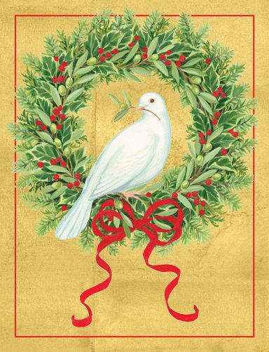 Dove With Wreath Christmas Card Box 16 Count