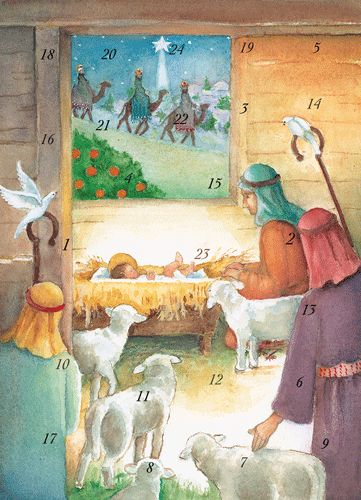 Santa Delivering Gifts Advent Calendar Greeting Card - 1 Card &amp; 1 Envelope