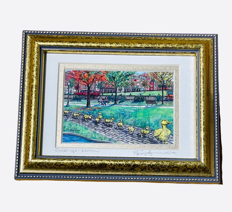 Gold Framed 5x7 Print of Ducklings ~ Public Garden